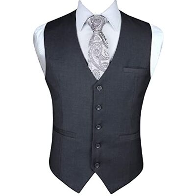 Enlision Herenvest, kostuum, casual, formeel, katoen, vesten, mouwloos, voor business, bruiloft, XS-4XL, grijs. M Enlision Herenvest, kostuum, casual, formeel, katoen, vesten, mouwloos, voor business, bruiloft, XS-4XL, grijs. M