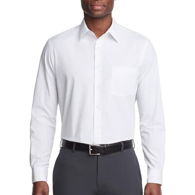Van Heusen Poplin Regular Fit Solid Point Collar Dress Shirt Herenhemd, Steen 16.5 Neck / 32-33 Sleeve Van Heusen Poplin Regular Fit Solid Point Collar Dress Shirt Herenhemd, Steen 16.5 Neck / 32-33 Sleeve