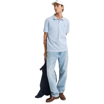 Gant Reg Shield Ss Pique Poloshirt voor heren, Fresh Blue. 4XL Gant Reg Shield Ss Pique Poloshirt voor heren, Fresh Blue. 4XL