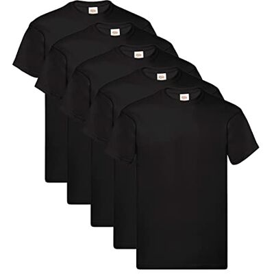 Fruit of the Loom Original T-shirt voor heren (set van 5 stuks), zwart. 4XL Fruit of the Loom Original T-shirt voor heren (set van 5 stuks), zwart. 4XL