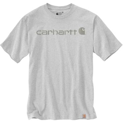 Carhartt Relaxed Fit Heavyweight korte mouwen logo grafisch T-shirt voor heren, Grijs (Heather Grey), L L Carhartt Relaxed Fit Heavyweight korte mouwen logo grafisch T-shirt voor heren, Grijs (Heather Grey), L L