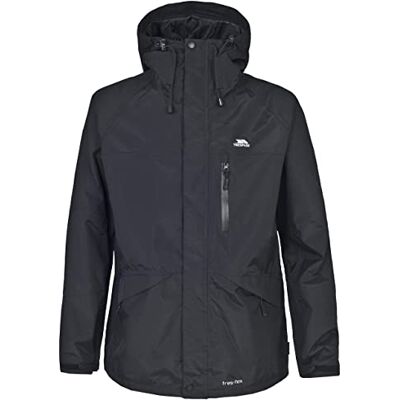 Trespass Wind- en waterdichte Corvo jas voor heren, zwart. Trespass Wind- en waterdichte Corvo jas voor heren, zwart.