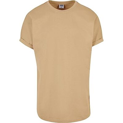 Urban Classics Long Shaped Turnup Tee T-shirt voor heren (1 stuk), Effen beige L Urban Classics Long Shaped Turnup Tee T-shirt voor heren (1 stuk), Effen beige L