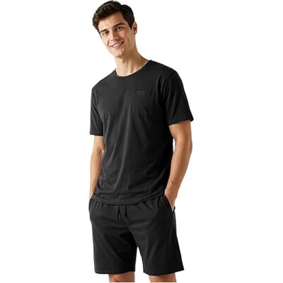 Get Trend Pyjama voor heren en jongeren, maat M tot 5XL, van zacht katoen, met T-shirt en shorts, lichte zomernachtkleding, cadeaus voor mannen L Get Trend Pyjama voor heren en jongeren, maat M tot 5XL, van zacht katoen, met T-shirt en shorts, lichte zomernachtkleding, cadeaus voor mannen L