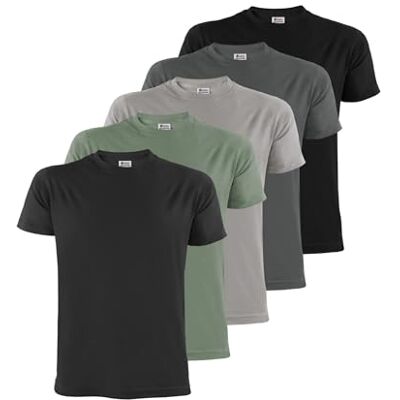 ALPIDEX Heren T-Shirts Set van 5 Ronde Hals 100% Katoen Korte Mouwen Effen Basic Heren T-shirt S M L XL XXL 3XL 4XL 5XL, Maat: XL, Kleur: Storm XL ALPIDEX Heren T-Shirts Set van 5 Ronde Hals 100% Katoen Korte Mouwen Effen Basic Heren T-shirt S M L XL XXL 3XL 4XL 5XL, Maat: XL, Kleur: Storm XL