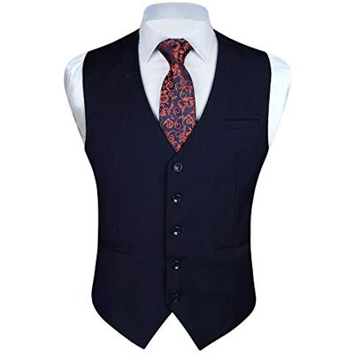 Enlision Mannen formele partij bruiloft vest effen kleur pak vest vesten voor mannen XS-4XL, marineblauw, XL XL Enlision Mannen formele partij bruiloft vest effen kleur pak vest vesten voor mannen XS-4XL, marineblauw, XL XL