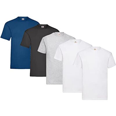 Fruit of the Loom Zwaar T-shirt voor heren (5 stuks), 2 x wit + 1 x grijs + 1 x zwart + 1 x marineblauw + 1 x notitieblok Hl Achat, XXL XXL Fruit of the Loom Zwaar T-shirt voor heren (5 stuks), 2 x wit + 1 x grijs + 1 x zwart + 1 x marineblauw + 1 x notitieblok Hl Achat, XXL XXL