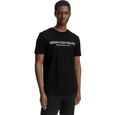 TOM TAILOR Denim TOM TAILOR 1043491 T-shirt voor heren, 35654 Black Fake Leather, XS XS TOM TAILOR Denim TOM TAILOR 1043491 T-shirt voor heren, 35654 Black Fake Leather, XS XS