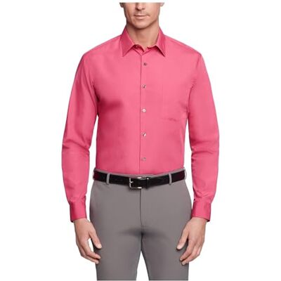 Van Heusen Poplin Regular Fit Solid Point Collar Dress Shirt Herenhemd, Woestijnroze 18" Neck 32"-33" Sleeve Van Heusen Poplin Regular Fit Solid Point Collar Dress Shirt Herenhemd, Woestijnroze 18" Neck 32"-33" Sleeve