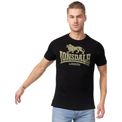 Lonsdale Logo T-shirt voor heren, zwart/olijfgroen, 4XL 4XL Lonsdale Logo T-shirt voor heren, zwart/olijfgroen, 4XL 4XL