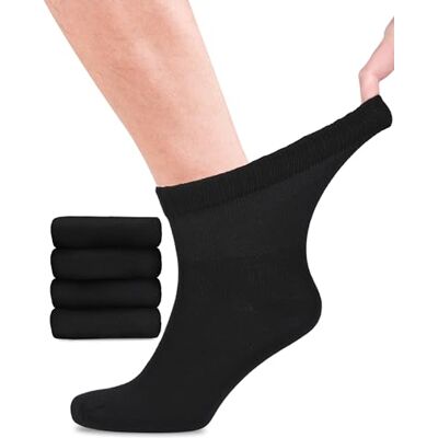 Fiera Besa Set van 4 paar diabetische bamboesokken met lycra voor heren: enkelhoogte, voor werk en vrije tijd 39-42 Fiera Besa Set van 4 paar diabetische bamboesokken met lycra voor heren: enkelhoogte, voor werk en vrije tijd 39-42
