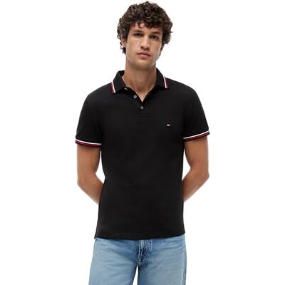 Tommy Hilfiger Poloshirt Slim Fit Mw0mw37346 S/S heren poloshirt, Zwart, S S Tommy Hilfiger Poloshirt Slim Fit Mw0mw37346 S/S heren poloshirt, Zwart, S S
