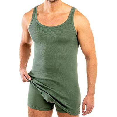 HERMKO 3007 herenshirts extra lang (+ca. 10 cm), tanktop van 100% biologisch katoen, olijf, XXL XXL HERMKO 3007 herenshirts extra lang (+ca. 10 cm), tanktop van 100% biologisch katoen, olijf, XXL XXL