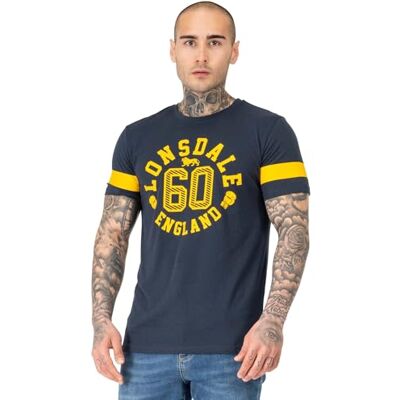 Lonsdale Askerswell T-shirt voor heren, regular fit, marineblauw/geel Lonsdale Askerswell T-shirt voor heren, regular fit, marineblauw/geel