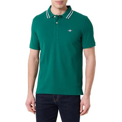 Gant Collar Tipping Ss Poloshirt voor heren, Bos Groen XL Gant Collar Tipping Ss Poloshirt voor heren, Bos Groen XL