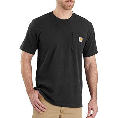 Carhartt K87 T-shirt voor heren, korte mouwen, stevige kwaliteit, ruime pasvorm, met zak, zwart. L Carhartt K87 T-shirt voor heren, korte mouwen, stevige kwaliteit, ruime pasvorm, met zak, zwart. L