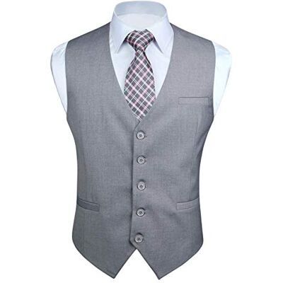 Enlision Mannen formele partij bruiloft vest effen kleur pak vest vesten voor mannen XS-4XL, Lichtgrijs, M M Enlision Mannen formele partij bruiloft vest effen kleur pak vest vesten voor mannen XS-4XL, Lichtgrijs, M M
