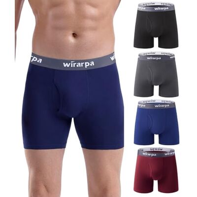 wirarpa Set van 4 boxershorts van stretchkatoen voor heren met opening zonder etiket XXL wirarpa Set van 4 boxershorts van stretchkatoen voor heren met opening zonder etiket XXL