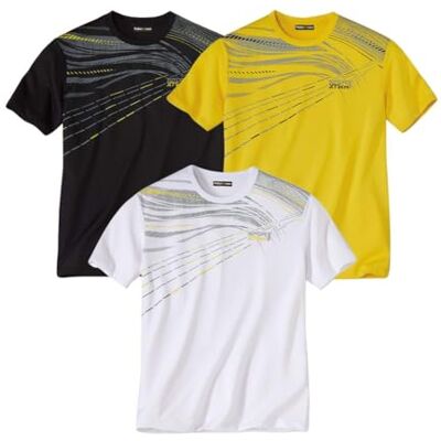 ATLAS FOR MEN 3 stuks heren t-shirts, ronde hals, korte mouwen, grafische print, T-shirt van katoen, wit, antraciet en oranje. Verkrijgbaar in de maten M tot 5XL XL ATLAS FOR MEN 3 stuks heren t-shirts, ronde hals, korte mouwen, grafische print, T-shirt van katoen, wit, antraciet en oranje. Verkrijgbaar in de maten M tot 5XL XL