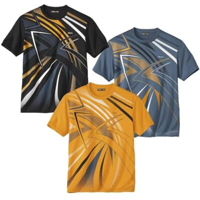 ATLAS FOR MEN 3 stuks heren t-shirts, ronde hals, korte mouwen, grafische print, T-shirt van katoen, wit, antraciet en oranje. Verkrijgbaar in de maten M tot 5XL 4XL ATLAS FOR MEN 3 stuks heren t-shirts, ronde hals, korte mouwen, grafische print, T-shirt van katoen, wit, antraciet en oranje. Verkrijgbaar in de maten M tot 5XL 4XL