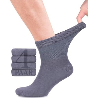 Fiera Besa Set van 4 paar diabetische bamboesokken met lycra voor heren: enkelhoogte, voor werk en vrije tijd 39-42 Fiera Besa Set van 4 paar diabetische bamboesokken met lycra voor heren: enkelhoogte, voor werk en vrije tijd 39-42