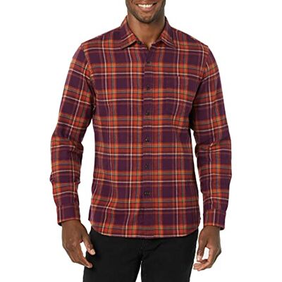 Amazon Essentials Flanellen overhemd met lange mouwen voor heren, slim fit, Schotse stof, bordeauxrood, oranje, XS XS Amazon Essentials Flanellen overhemd met lange mouwen voor heren, slim fit, Schotse stof, bordeauxrood, oranje, XS XS