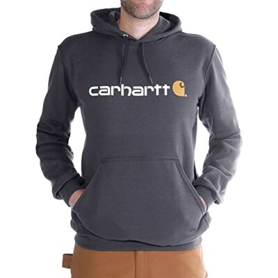 Carhartt Signature Logo Midweight sweatshirt met capuchon voor heren, Carbon Heather, M M Carhartt Signature Logo Midweight sweatshirt met capuchon voor heren, Carbon Heather, M M