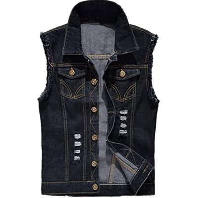 MERCIY Cowboyvest voor heren, jeans, casual, vintage stijl, mouwloos L MERCIY Cowboyvest voor heren, jeans, casual, vintage stijl, mouwloos L
