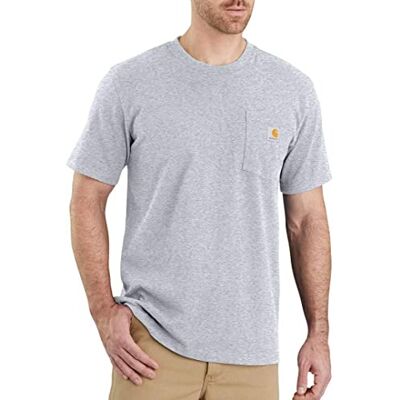 Carhartt K87 Lockeres, zwaar, kort T-shirt met zak voor heren (1 stuk), Grijs Chinees S Carhartt K87 Lockeres, zwaar, kort T-shirt met zak voor heren (1 stuk), Grijs Chinees S