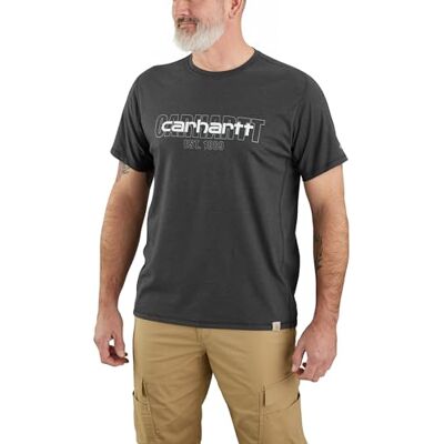 Carhartt Heren korte mouwen blok logo grafisch T-shirt Force Relaxed Fit Midweight Short Sleeve Pocket T-shirt, Carbon Heather, Large US Carhartt Heren korte mouwen blok logo grafisch T-shirt Force Relaxed Fit Midweight Short Sleeve Pocket T-shirt, Carbon Heather, Large US