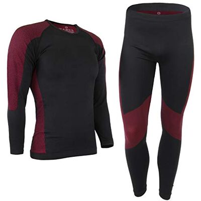 ALPIDEX Heren thermisch ondergoed functioneel outfit ski warm flexibel ademend winter herfst, Maat: L/XL, Kleur: zwart-rood ALPIDEX Heren thermisch ondergoed functioneel outfit ski warm flexibel ademend winter herfst, Maat: L/XL, Kleur: zwart-rood