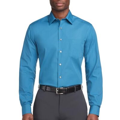 Van Heusen Poplin Regular Fit Solid Point Halsketting Jurk Shirt voor heren, Oceaan Blauw 17 Neck / 32-33 Sleeve Van Heusen Poplin Regular Fit Solid Point Halsketting Jurk Shirt voor heren, Oceaan Blauw 17 Neck / 32-33 Sleeve