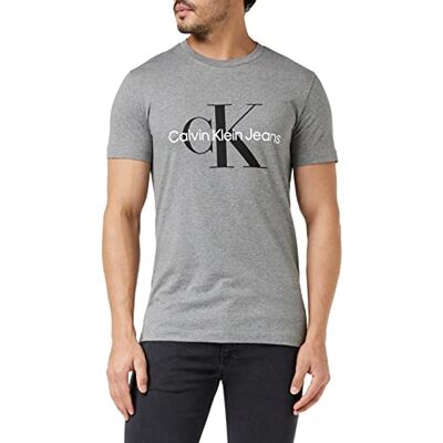 Calvin Klein Jeans Core Monologo Slim Tee J30j320935 T-shirt met korte mouwen voor heren, Grijs (Mid Grey Heather), 3XL 3XL Calvin Klein Jeans Core Monologo Slim Tee J30j320935 T-shirt met korte mouwen voor heren, Grijs (Mid Grey Heather), 3XL 3XL