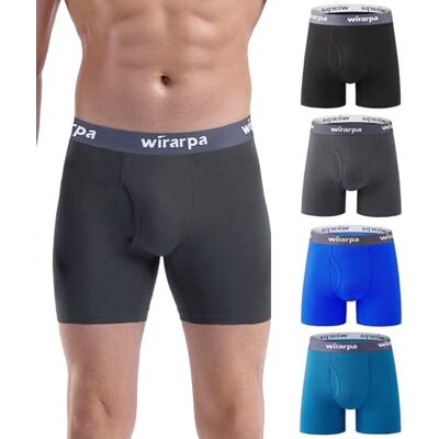 wirarpa Set van 4 boxershorts van stretchkatoen voor heren met opening zonder etiket XXL wirarpa Set van 4 boxershorts van stretchkatoen voor heren met opening zonder etiket XXL