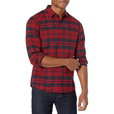 Amazon Essentials Heren geruit flanellen overhemd lange mouwen slim fit geruite stof marineblauw rood XS XS Amazon Essentials Heren geruit flanellen overhemd lange mouwen slim fit geruite stof marineblauw rood XS XS