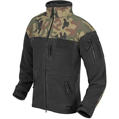 Helikon-Tex Klassiek militair fleecejack, marineblauw, zwart/PL WOODLAND, M Helikon-Tex Klassiek militair fleecejack, marineblauw, zwart/PL WOODLAND, M