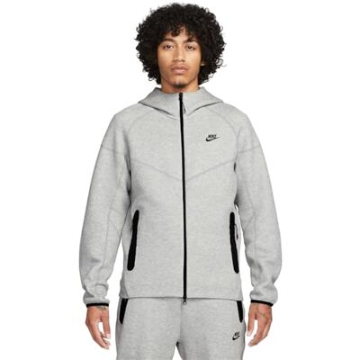 Nike Heren Hooded Full Zip Ls Top M Nk Tch Flc Fz Wr Hoodie, Dk Grey Heather/Black, FB7921-063, M Nike Heren Hooded Full Zip Ls Top M Nk Tch Flc Fz Wr Hoodie, Dk Grey Heather/Black, FB7921-063, M