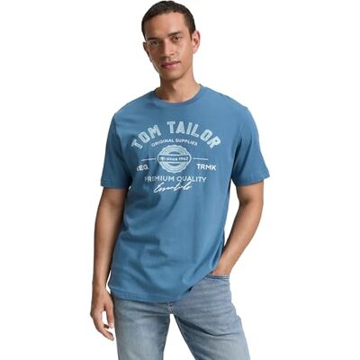 TOM TAILOR heren T-shirt met logo print gemaakt van katoen S TOM TAILOR heren T-shirt met logo print gemaakt van katoen S