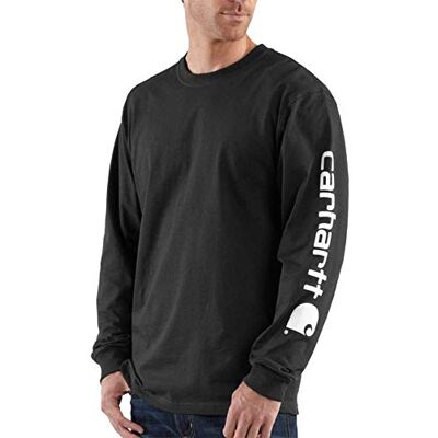 Carhartt Heren T-shirt met lange mouwen en signatuur logo S Carhartt Heren T-shirt met lange mouwen en signatuur logo S