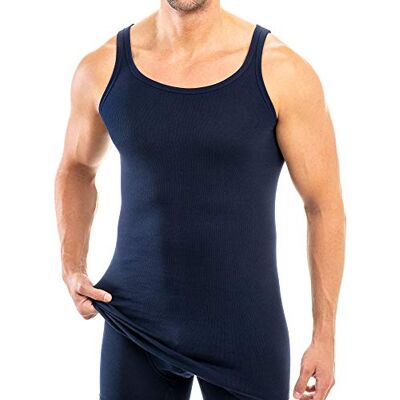 HERMKO 3007 3 extra lange tanktops voor heren (+ 10 cm) van 100% biologisch katoen, Donkerblauw, XL XL HERMKO 3007 3 extra lange tanktops voor heren (+ 10 cm) van 100% biologisch katoen, Donkerblauw, XL XL