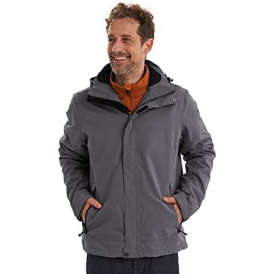 Killtec Xenios functionele jas voor heren met afneembare capuchon, Antraciet Killtec Xenios functionele jas voor heren met afneembare capuchon, Antraciet