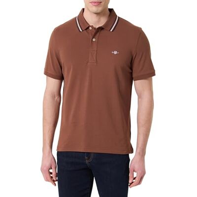 Gant Collar Tipping Ss Poloshirt voor heren, Mahonie bruin XL Gant Collar Tipping Ss Poloshirt voor heren, Mahonie bruin XL