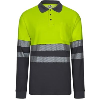 VELILLA 305525 Poloshirt met hoge zichtbaarheid, katoen, uniseks, grijs/fluorescerend geel, XXL XXL VELILLA 305525 Poloshirt met hoge zichtbaarheid, katoen, uniseks, grijs/fluorescerend geel, XXL XXL