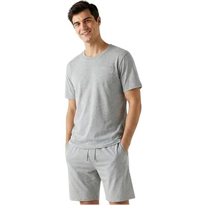 Get Trend Pyjama voor heren en jongeren, maat M tot 5XL, van zacht katoen, met T-shirt en shorts, lichte zomernachtkleding, cadeaus voor mannen XL Get Trend Pyjama voor heren en jongeren, maat M tot 5XL, van zacht katoen, met T-shirt en shorts, lichte zomernachtkleding, cadeaus voor mannen XL