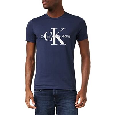 Calvin Klein Jeans Core Monologo Slim Tee J30j320935 T-shirt met korte mouwen voor heren, Blauw (Night Sky) XXS Calvin Klein Jeans Core Monologo Slim Tee J30j320935 T-shirt met korte mouwen voor heren, Blauw (Night Sky) XXS