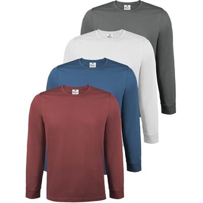 ALPIDEX T-shirt voor heren, lange mouwen, 4 stuks, 100% katoen, basic, effen, katoen, stretch, ronde hals, Vuur, 5XL 5XL ALPIDEX T-shirt voor heren, lange mouwen, 4 stuks, 100% katoen, basic, effen, katoen, stretch, ronde hals, Vuur, 5XL 5XL
