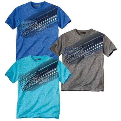 ATLAS FOR MEN 3 stuks heren t-shirts, ronde hals, korte mouwen, grafische print, T-shirt van katoen, wit, antraciet en oranje. Verkrijgbaar in de maten M tot 5XL 4XL ATLAS FOR MEN 3 stuks heren t-shirts, ronde hals, korte mouwen, grafische print, T-shirt van katoen, wit, antraciet en oranje. Verkrijgbaar in de maten M tot 5XL 4XL
