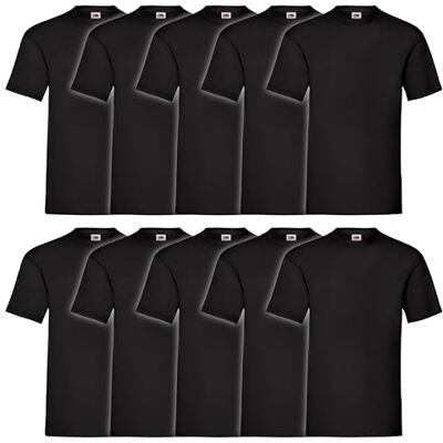 Fruit of the Loom 10 stuks T-shirt maat: S-5XL verschillende kleuren, 10 diepe zwarte M Fruit of the Loom 10 stuks T-shirt maat: S-5XL verschillende kleuren, 10 diepe zwarte M