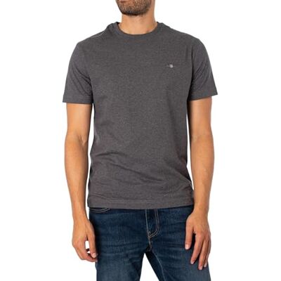 Gant Heren T-shirt, regular shield T-shirt, avondblauw, Antraciet melange, S S Gant Heren T-shirt, regular shield T-shirt, avondblauw, Antraciet melange, S S