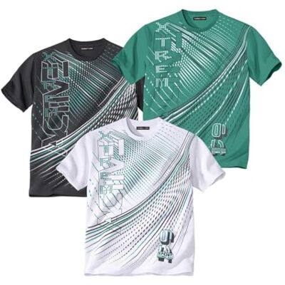 ATLAS FOR MEN 3 stuks heren t-shirts, ronde hals, korte mouwen, grafische print, T-shirt van katoen, wit, antraciet en oranje. Verkrijgbaar in de maten M tot 5XL L ATLAS FOR MEN 3 stuks heren t-shirts, ronde hals, korte mouwen, grafische print, T-shirt van katoen, wit, antraciet en oranje. Verkrijgbaar in de maten M tot 5XL L